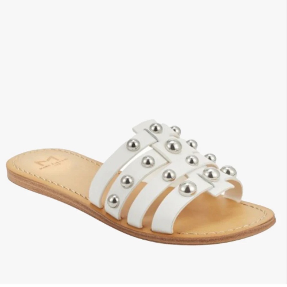 Marc Fisher Pava Studded Slide Sandals NEW in Box White Size 7.5